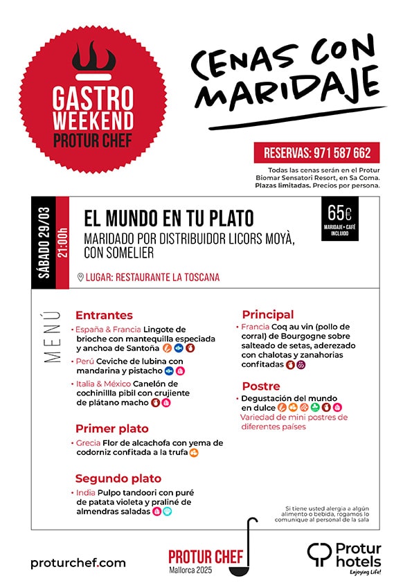 Cena con maridaje con vinos seleccionados por Licores Moyà, El mundo en tu plato